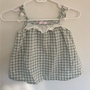 Tommy Bahama Girls Sage Green Gingham Tie-Shoulder Tank